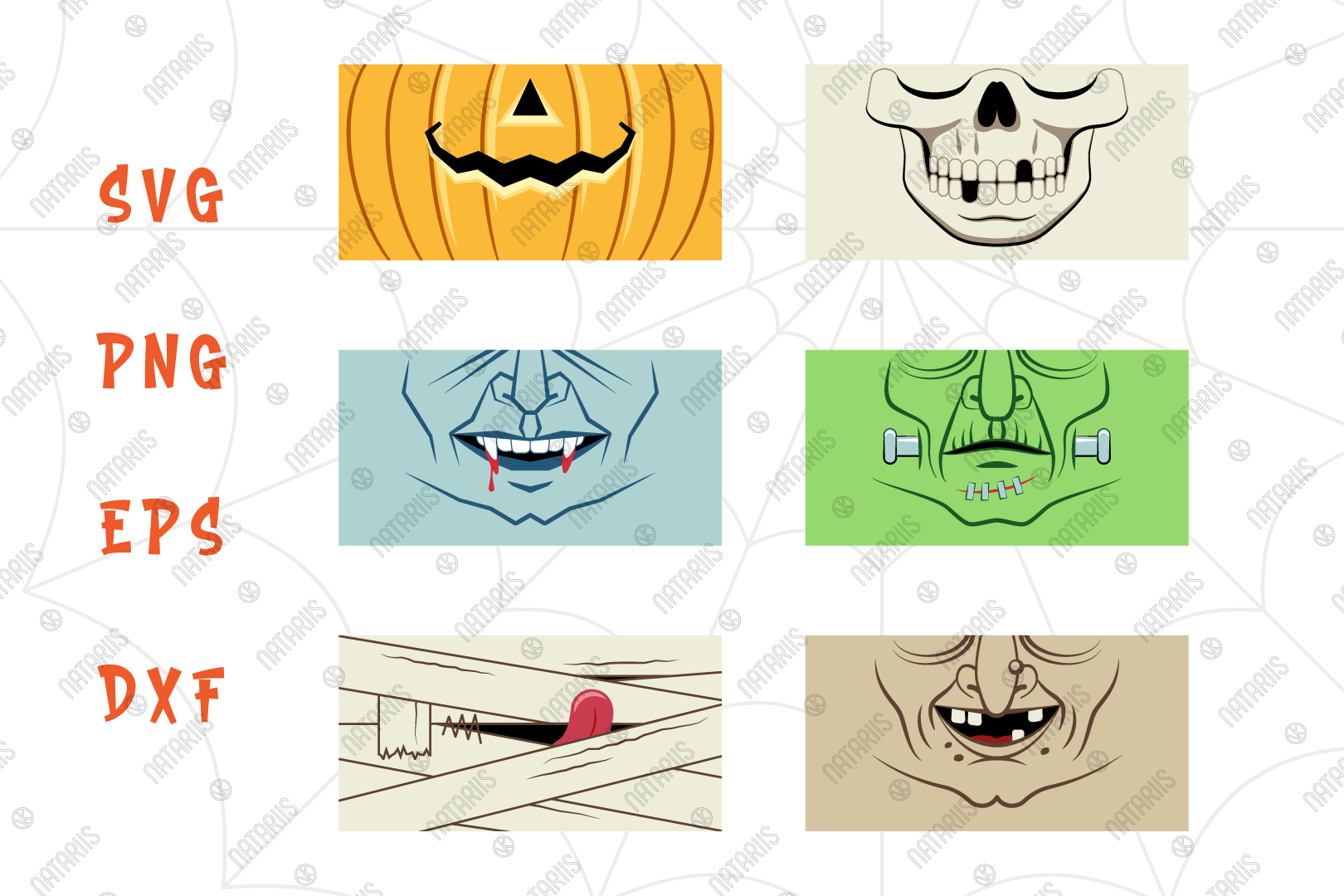 Download SVG Bundle. 6 Funny Halloween designs for face mask. By ...