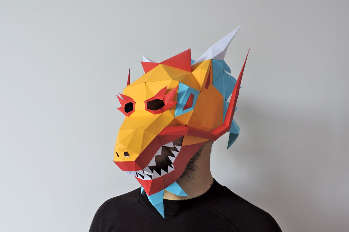 DIY Chinese Dragon Mask 3d Papercraft By PAPER Amaze TheHungryJPEG
