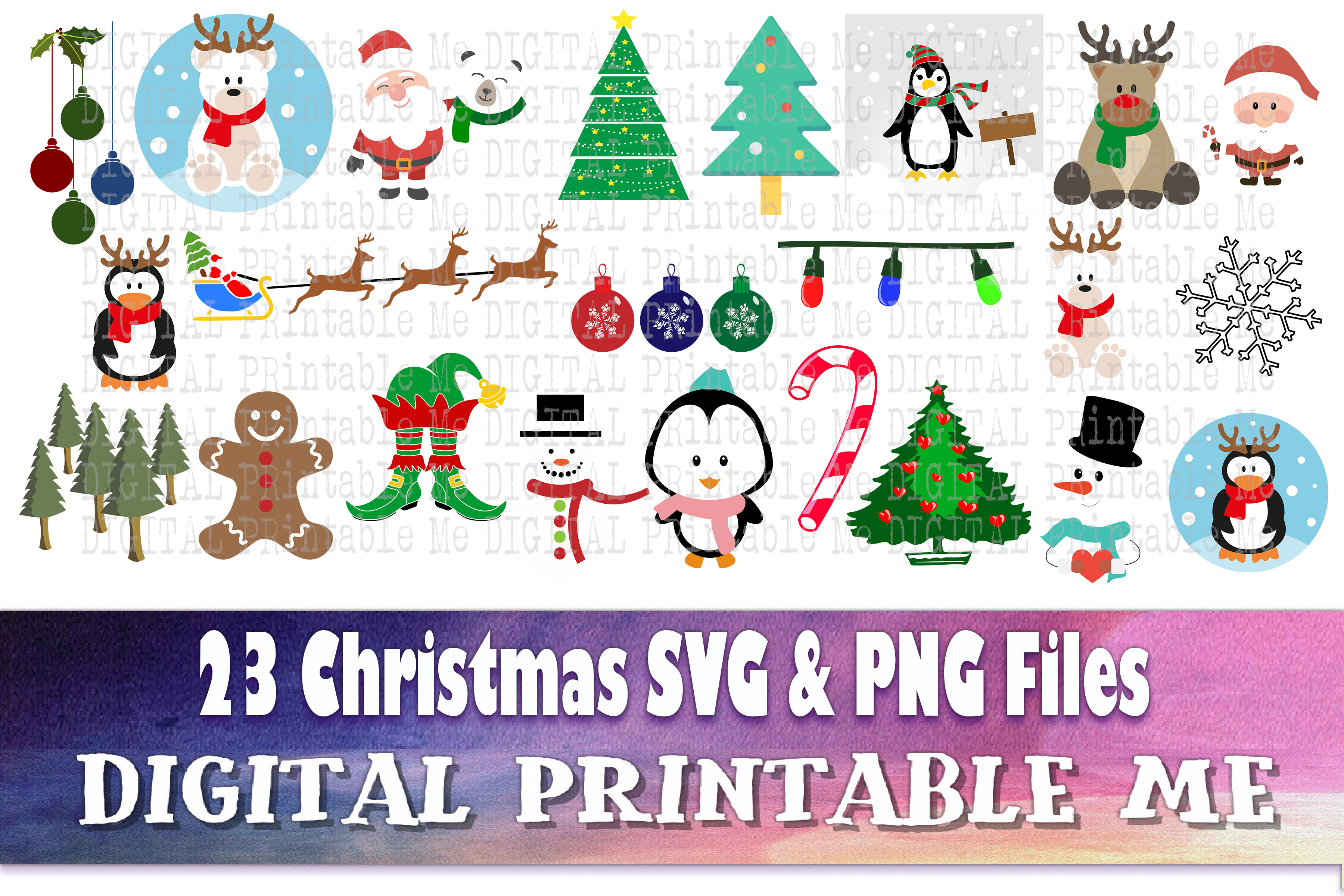 Download Christmas Svg Bundle Png Clip Art Pack 23 Images Pack Instant Dow By Digitalprintableme Thehungryjpeg Com