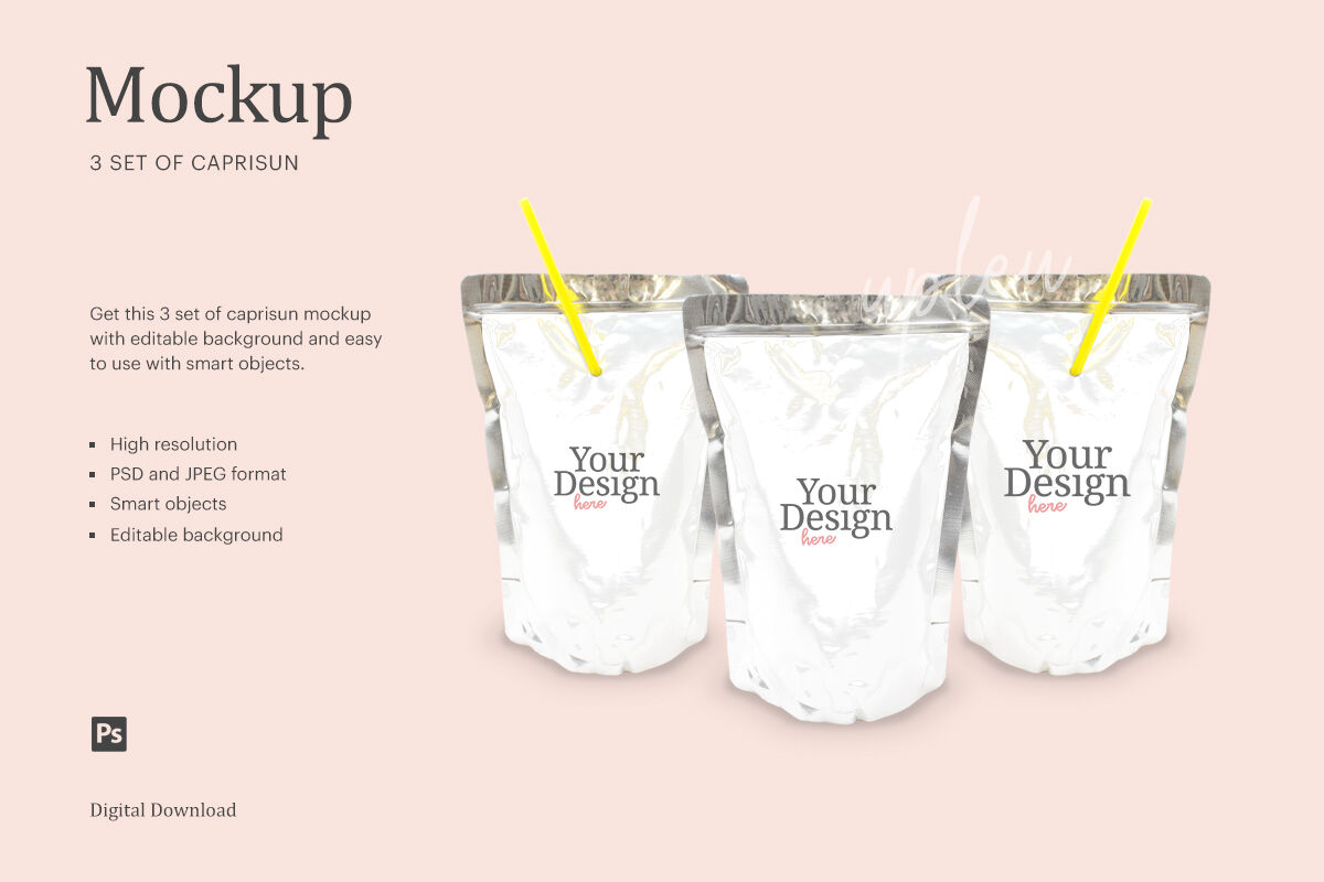 Download 3 Set Caprisun Mockup Juice Pouch Mockup Affinity Designer By Ariodsgn Thehungryjpeg Com