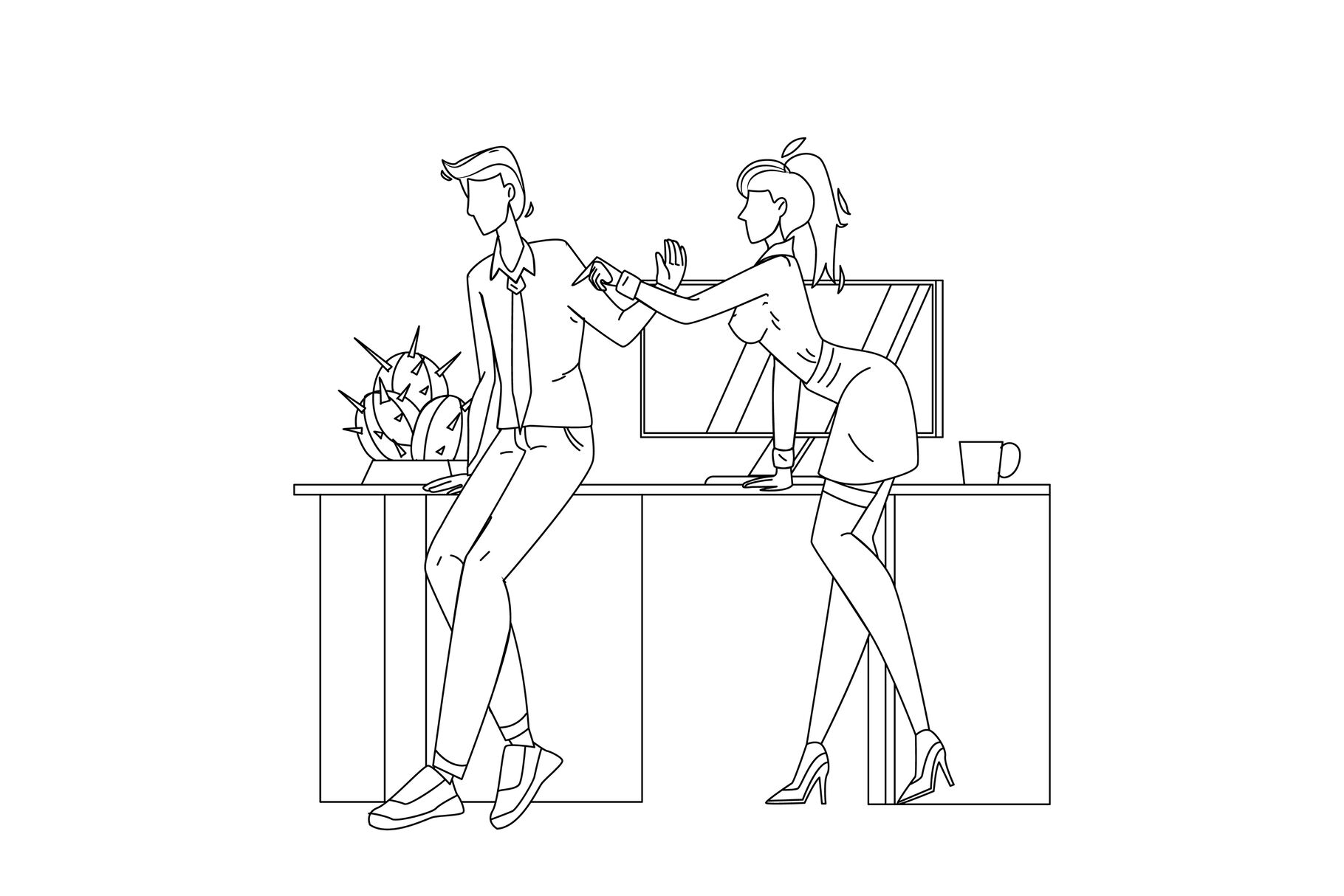 Woman Employee Harassment Man Colleague Vector Illustration By Sevector Thehungryjpeg 