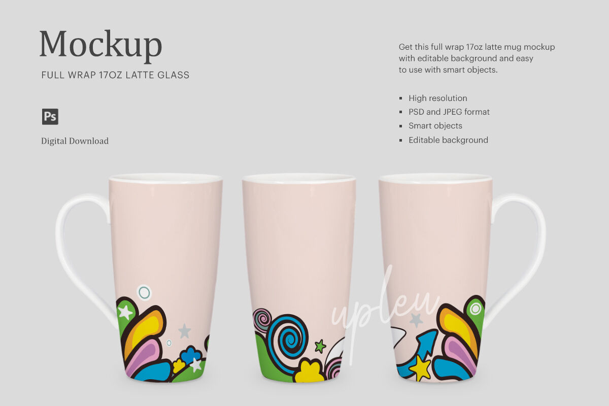 Download Full Wrap 17oz Latte Mug Mockup Compatible With Affinity Designer By Ariodsgn Thehungryjpeg Com