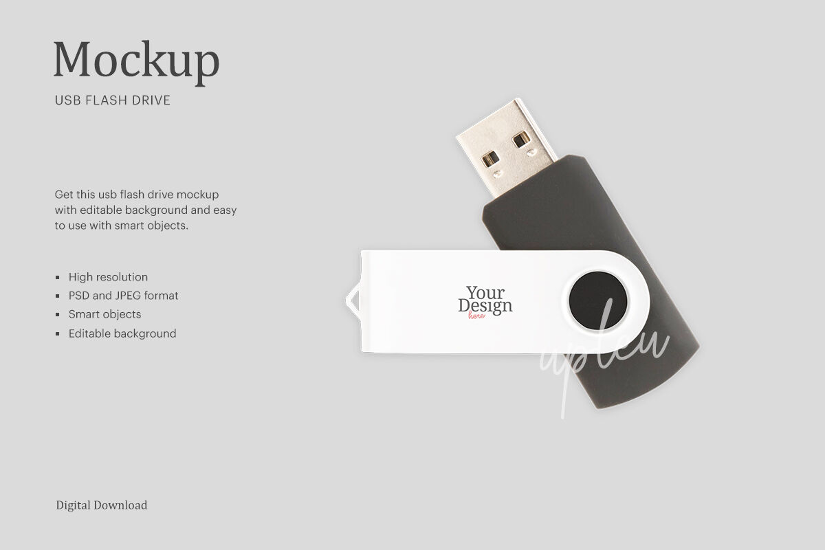 Flip Cover USB Flash Drive Mockup | Compatible Affinity Designer By ariodsgn | TheHungryJPEG