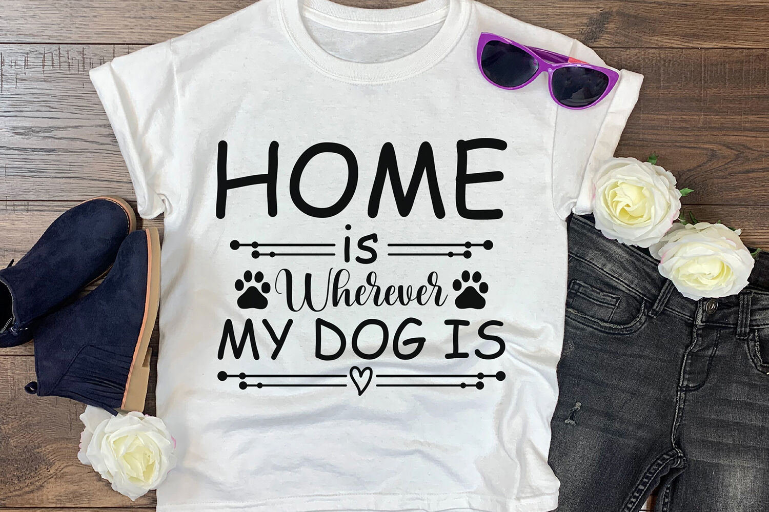 Download Home Is Wherever My Dog Is Dog Quotes Svg Dog Svg Cut File By Craftlabsvg Thehungryjpeg Com PSD Mockup Templates