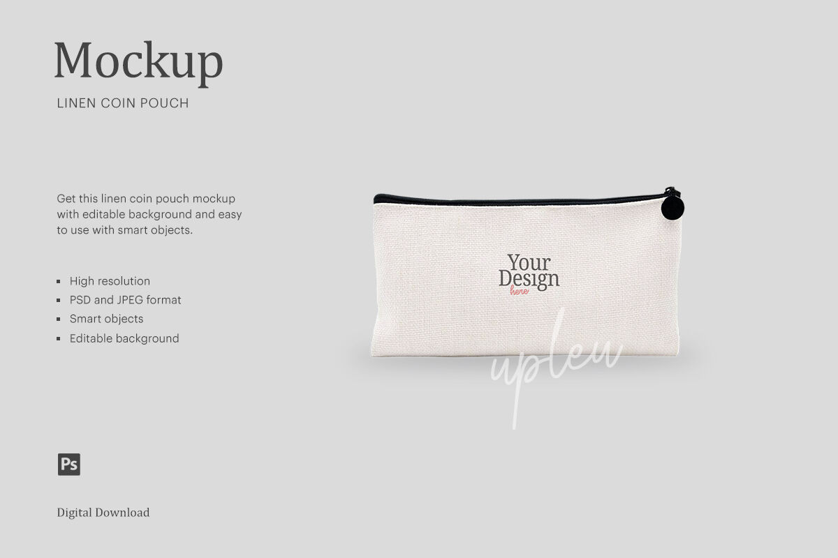 Linen Coin Zipper Pouch Mockup | Compatible With Affinity Designer By ...