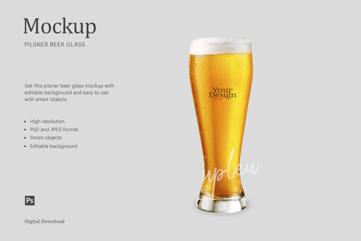 Pilsner Beer Glass Mockup - Free Download Images High Quality PNG, JPG