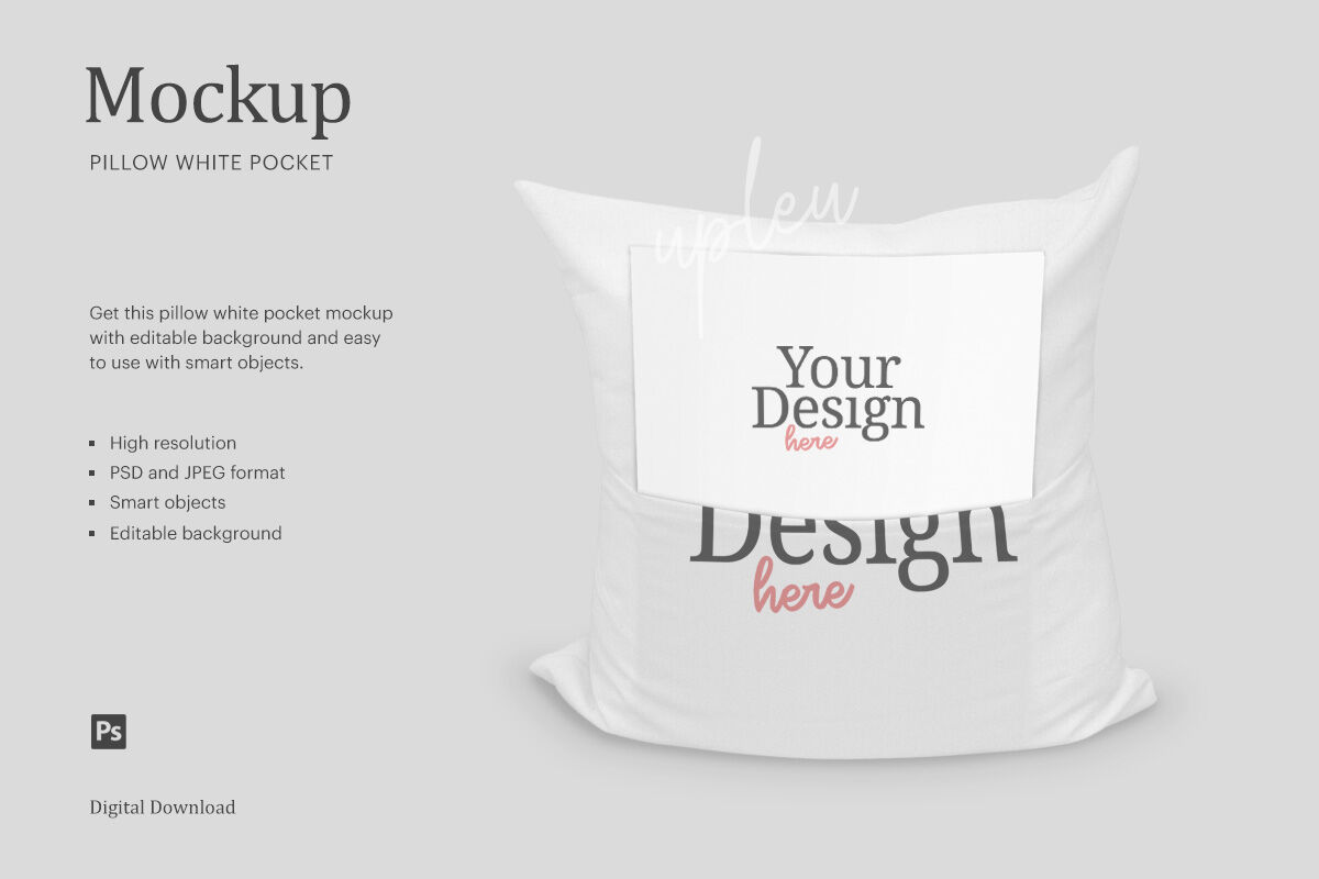 Pillow White Pocket Mockup | Compatible With Affinity Designer By ...