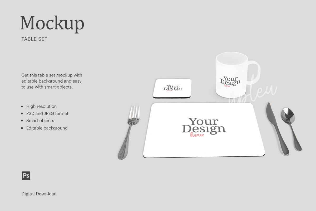 Download Dining Placemat Set Mockup Compatible With Affinity Designer By Ariodsgn Thehungryjpeg Com