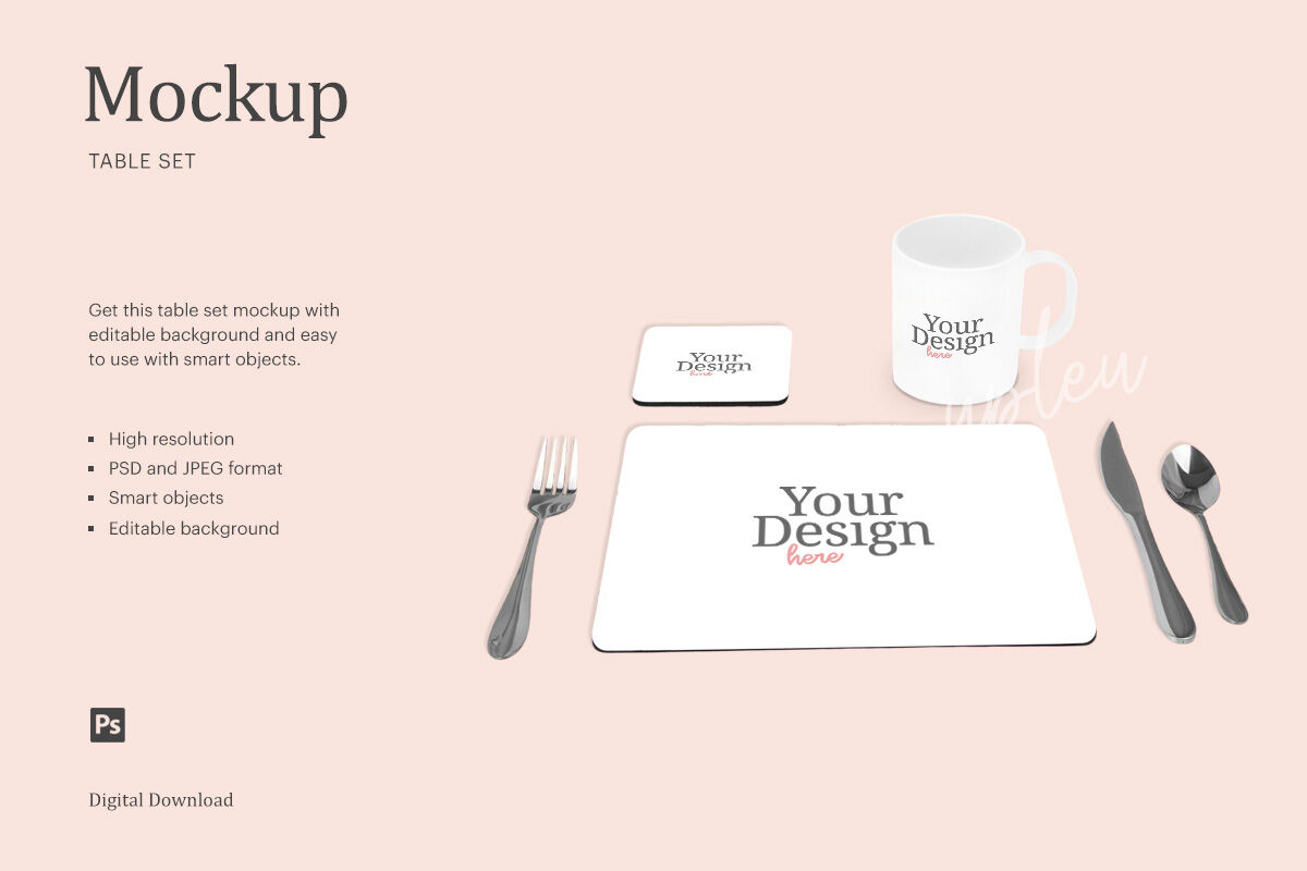 Download Dining Placemat Set Mockup | Compatible With Affinity Designer By ariodsgn | TheHungryJPEG.com