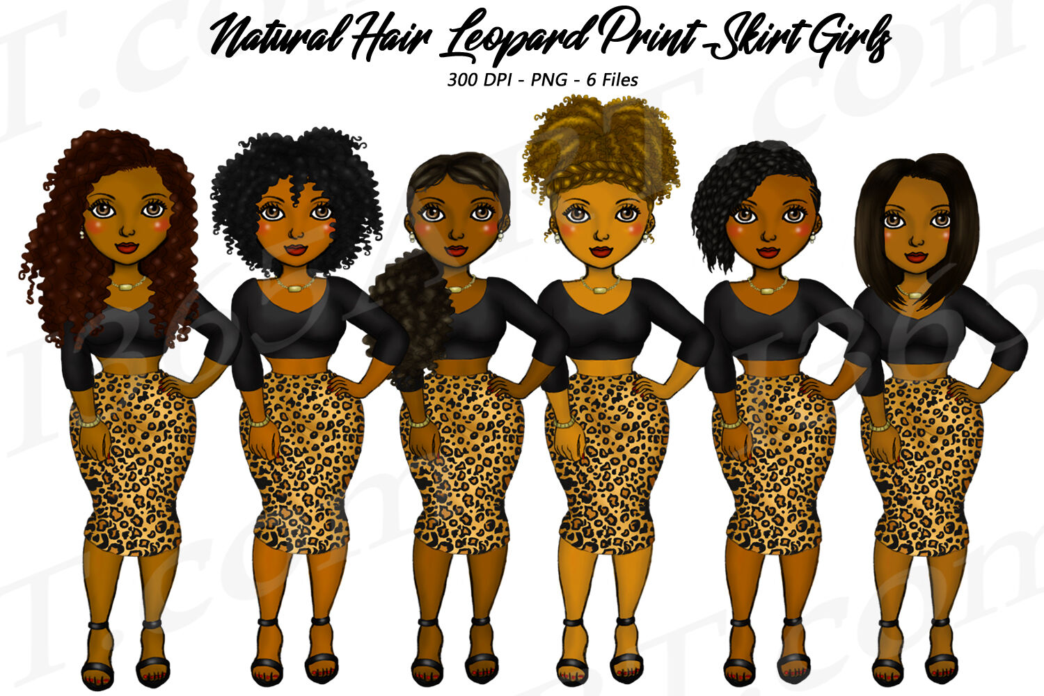 Leopard Print Clipart, Black Woman Clipart, Fashion Girl Clipart By I ...
