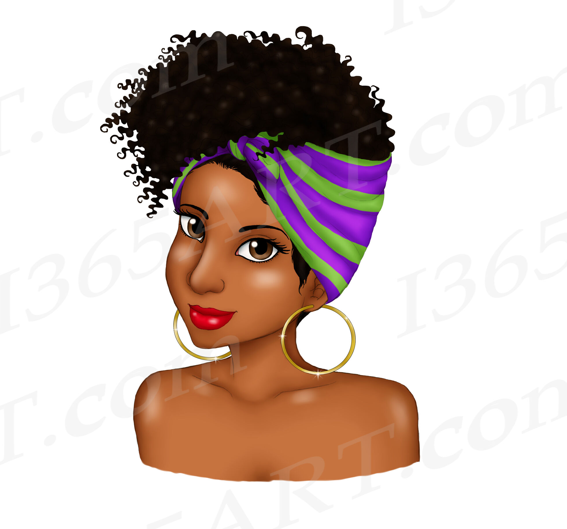 African Woman Clipart, Woman With Headwrap Clipart PNG By I 365 Art