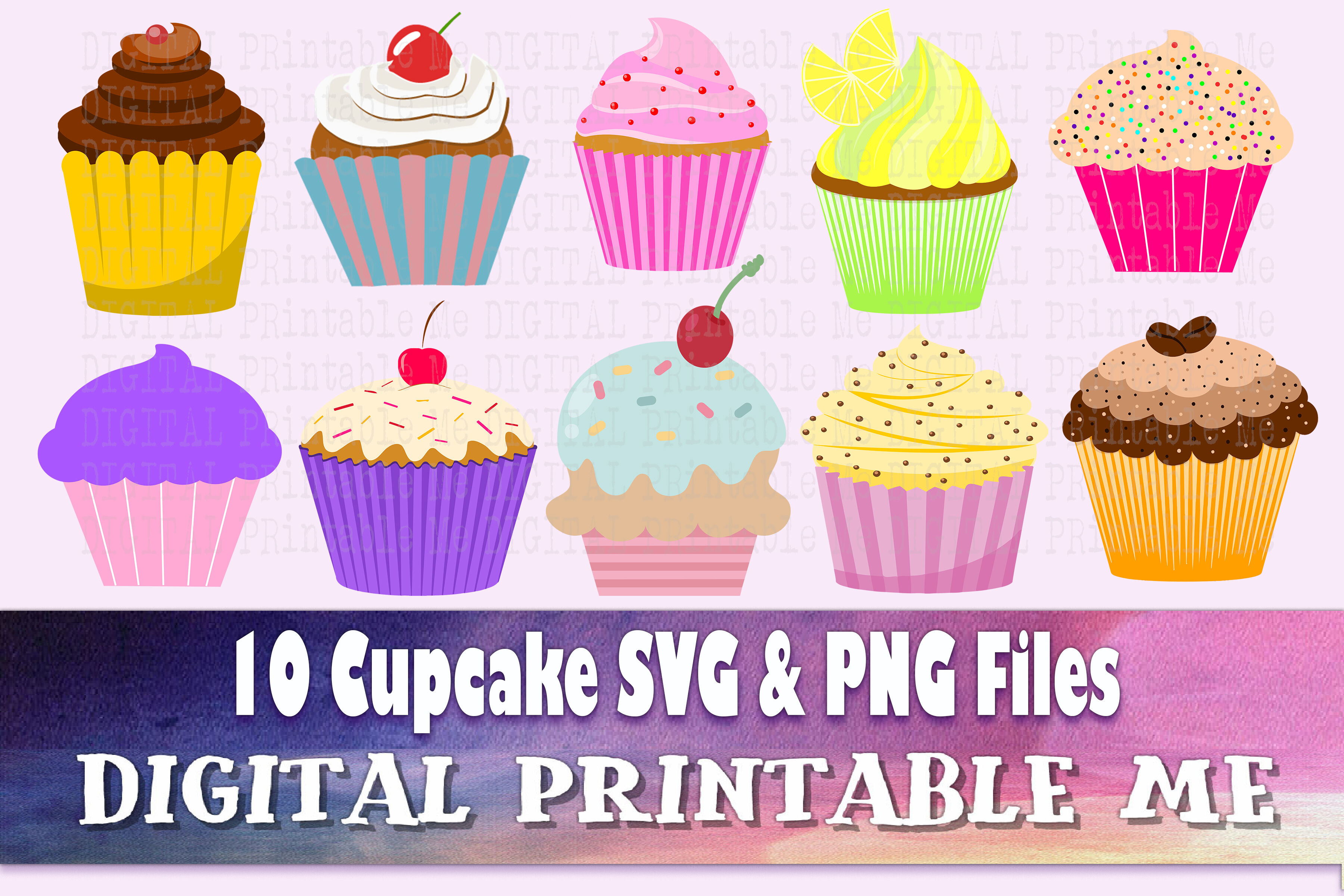 Cupcake Clip Art Bundle Svg Png 10 Image Pack Instant Download Di By Digitalprintableme Thehungryjpeg Com