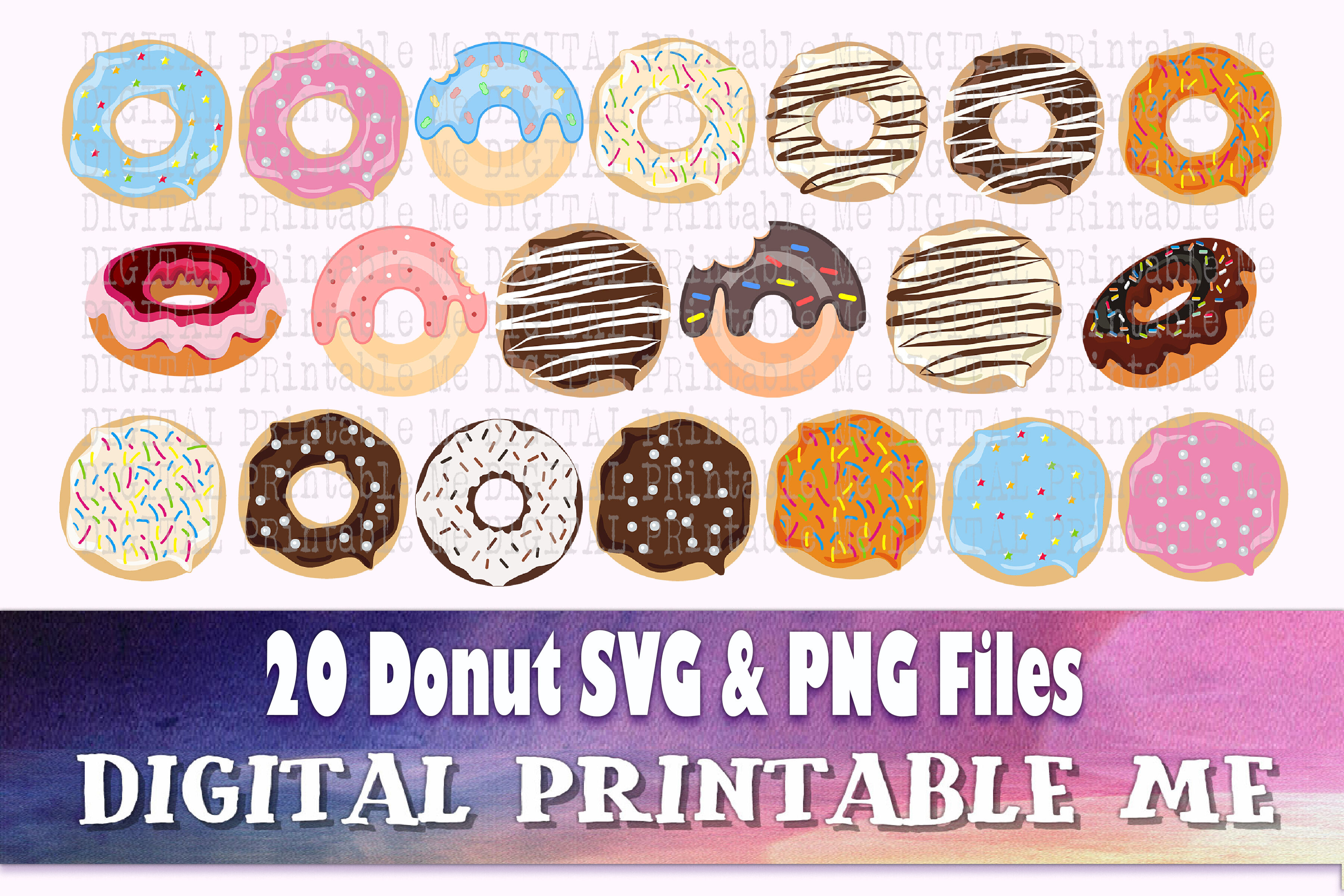 Download Doughnut Donut SVG bundle, Clip art, PNG, 20 image pack ...