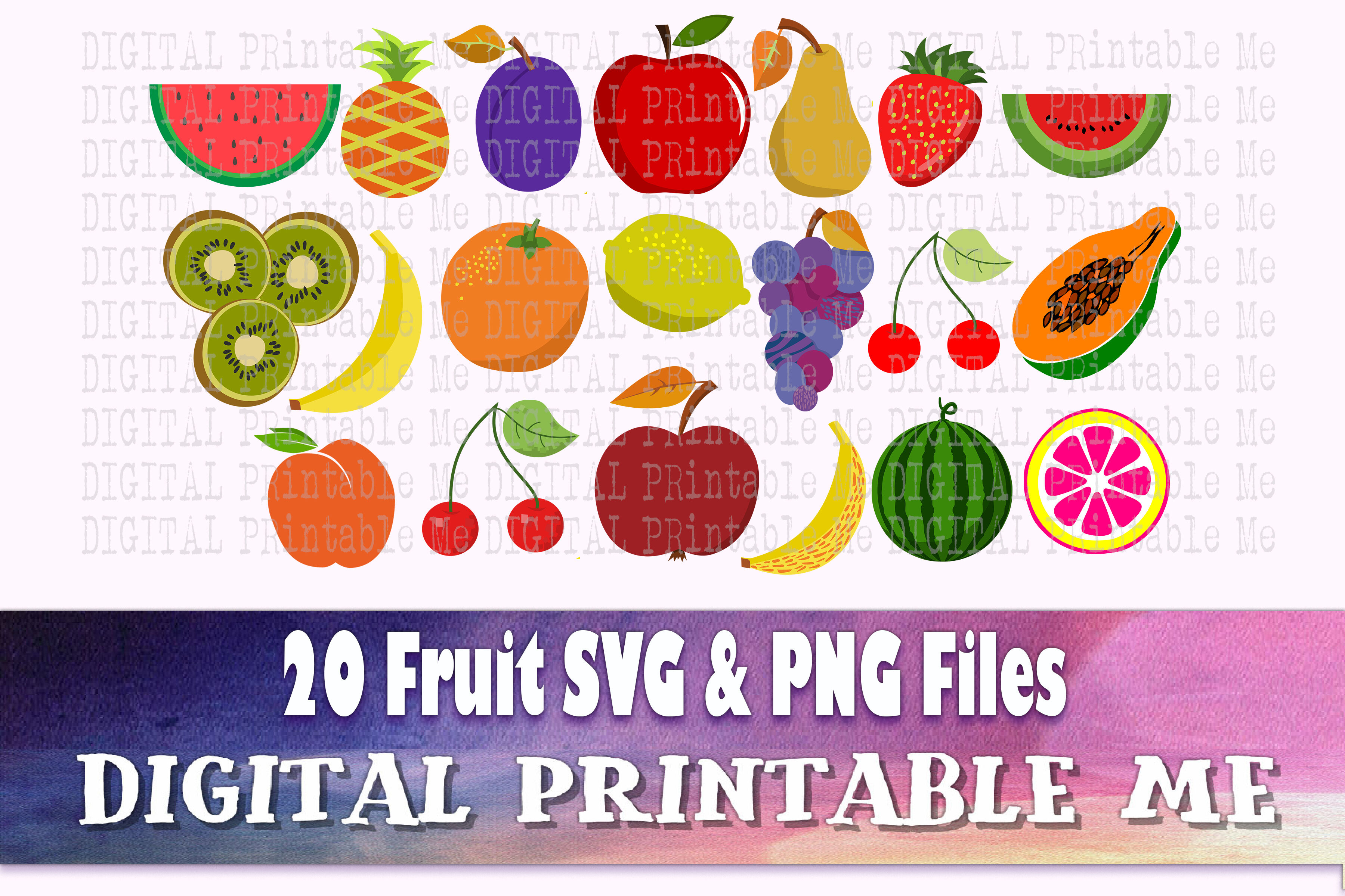 Fruit Svg Bundle Clip Art Png 20 Image Pack Digital Cut Files Fo By Digitalprintableme Thehungryjpeg Com