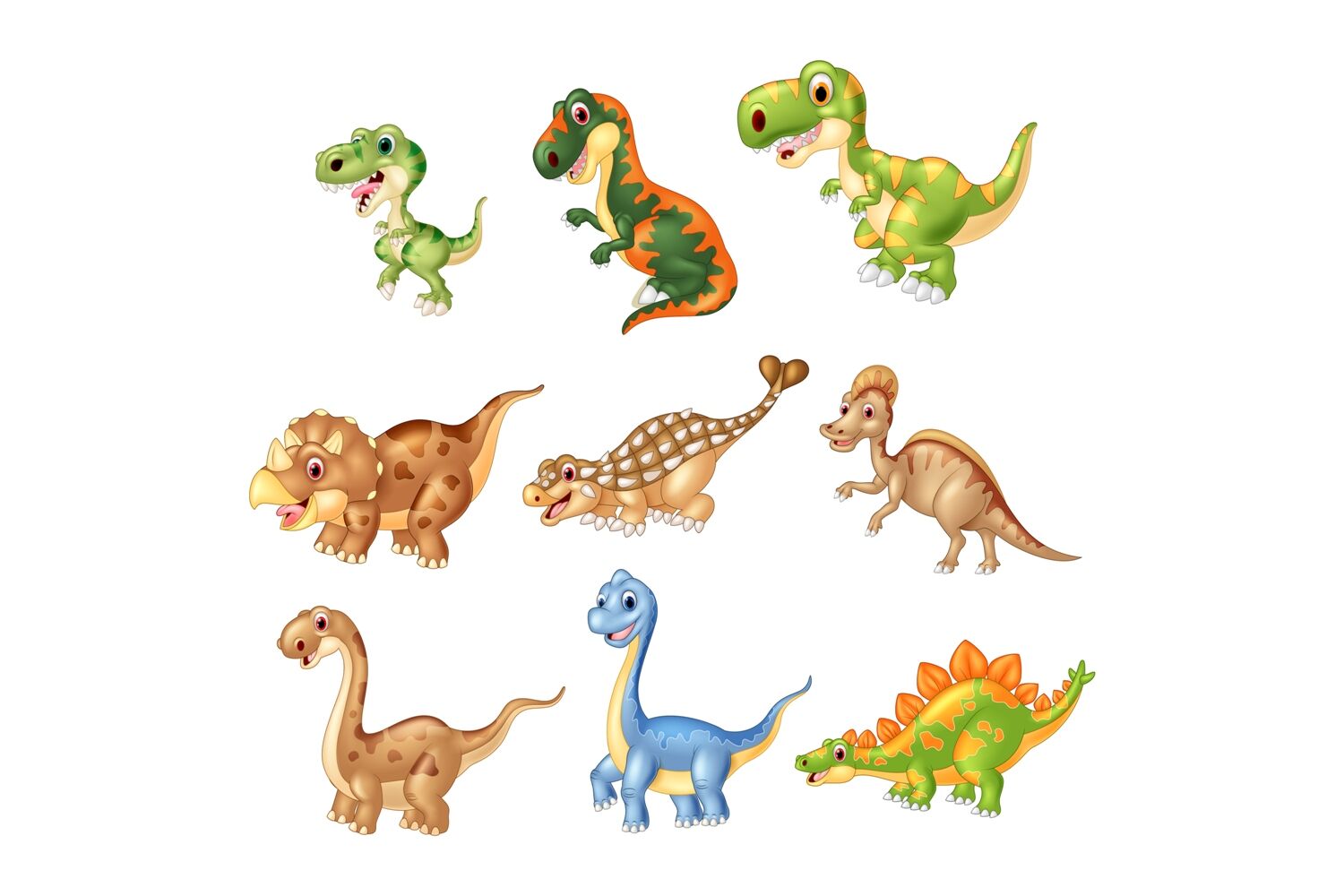 Cartoon Dinosaur Character Bundle By Tigatelu | TheHungryJPEG