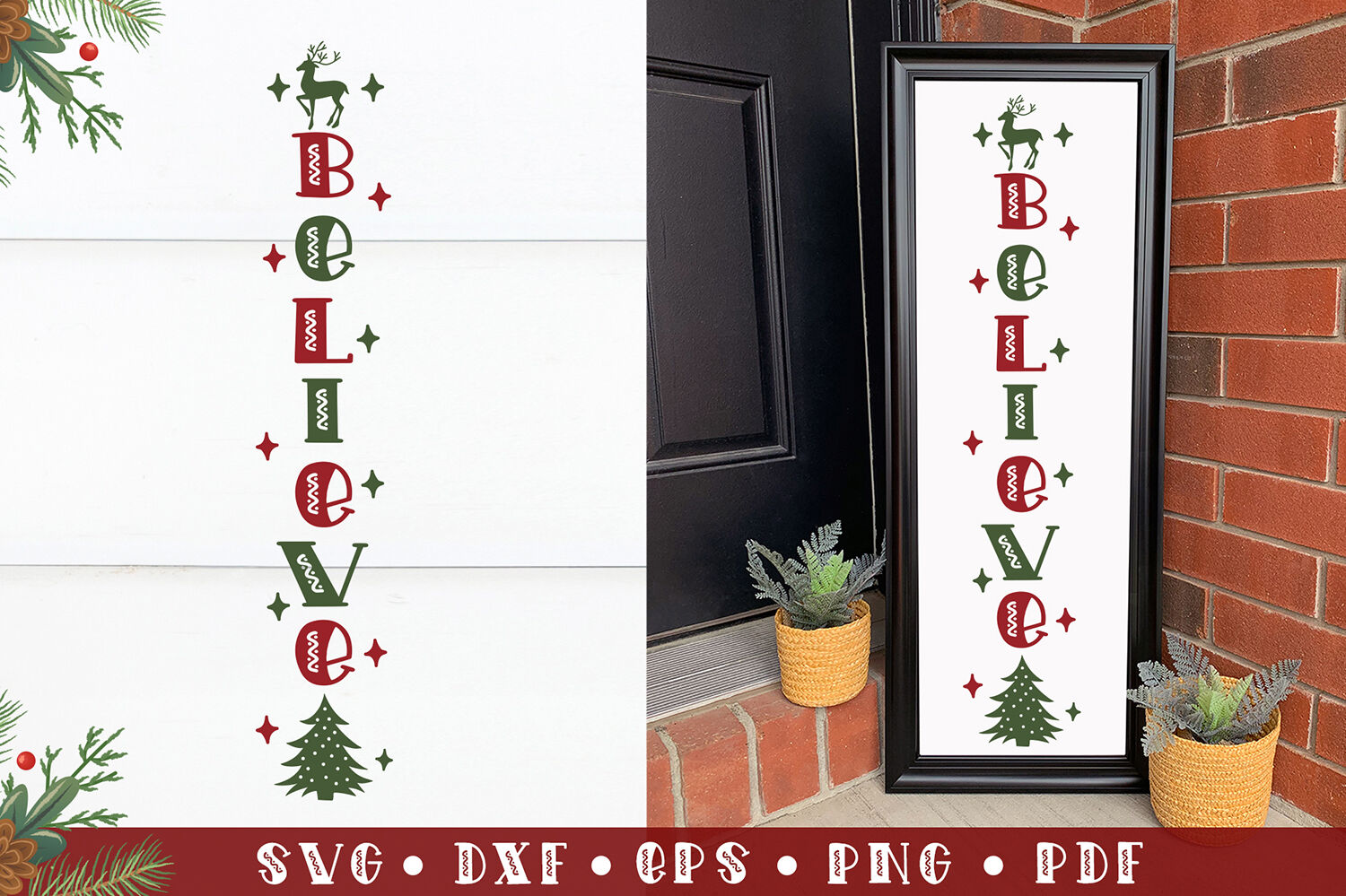 Download Believe, Christmas Porch Sign SVG, Porch Sign SVG Cut File ...