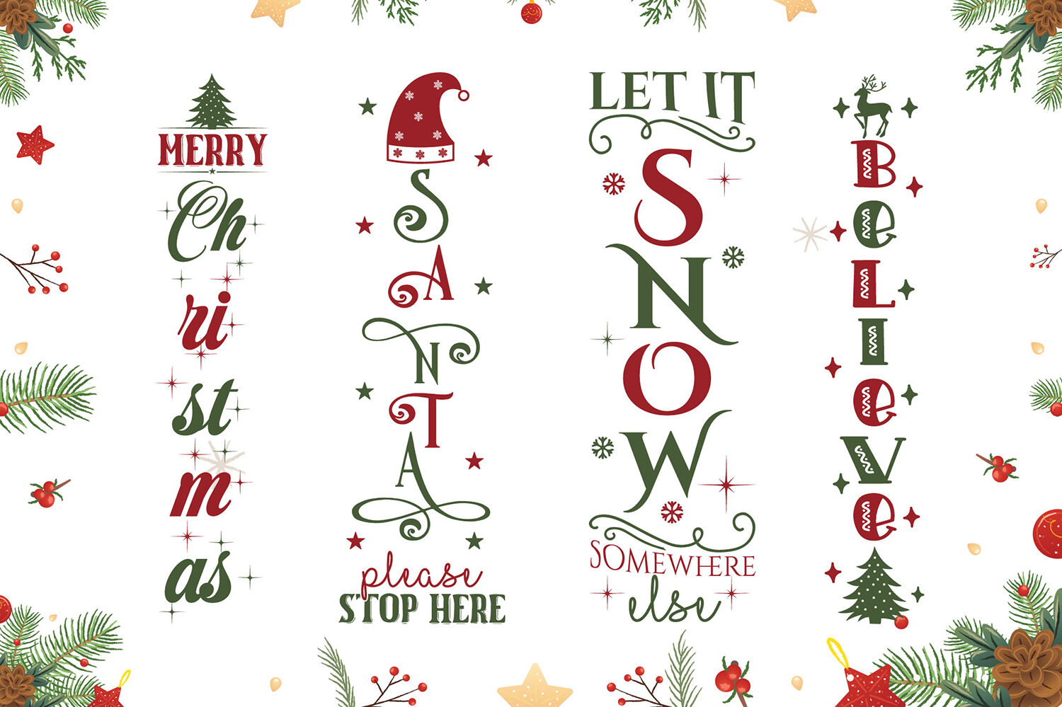 Christmas Porch Sign SVG Bundle, 16 Christmas & Holiday ...