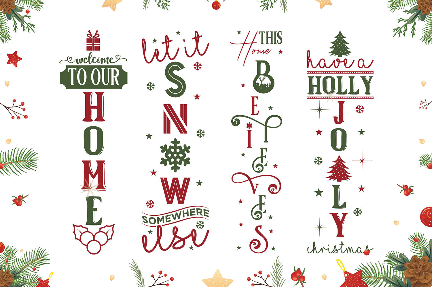 Christmas Porch Sign SVG Bundle, 16 Christmas & Holiday Porch Signs By ...