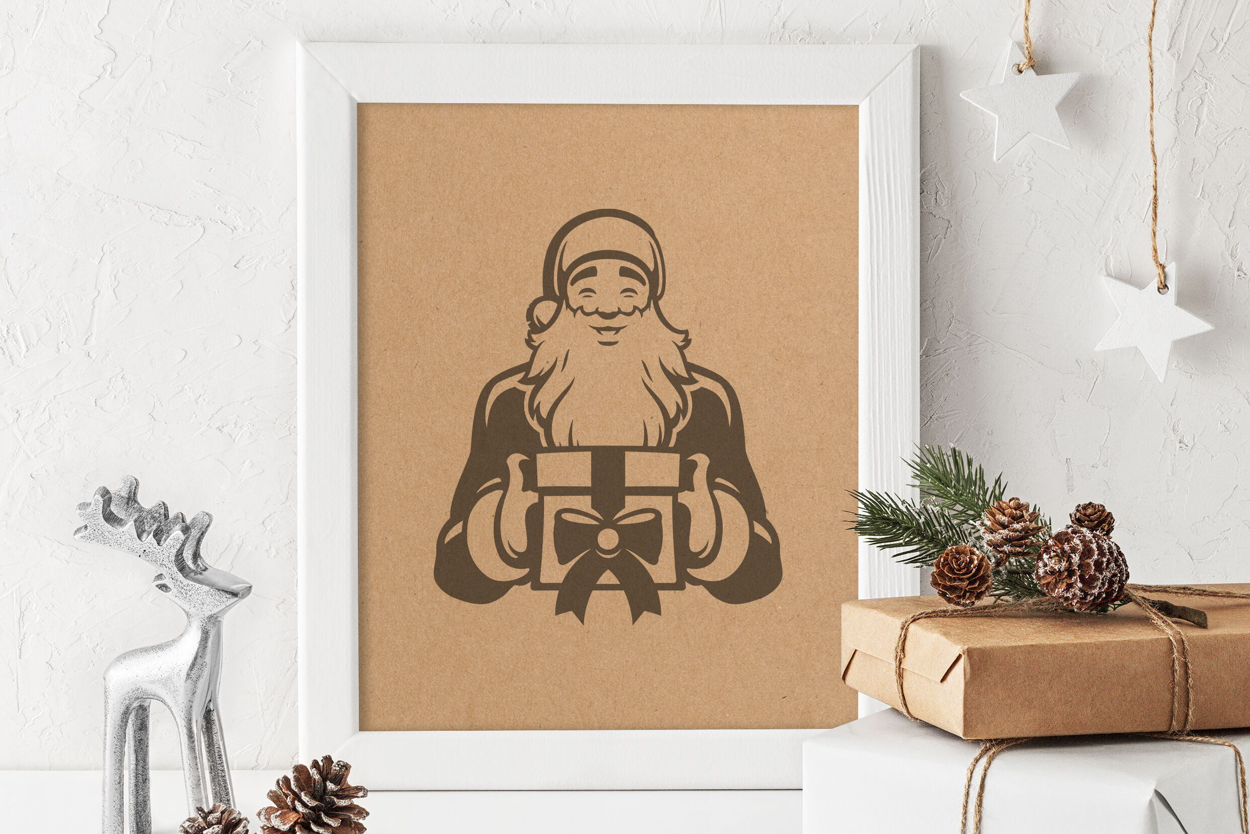 Santa Claus Smiling And Holding Gift In Hands Vector Christmas Illust By Vasya Kobelev Thehungryjpeg Com