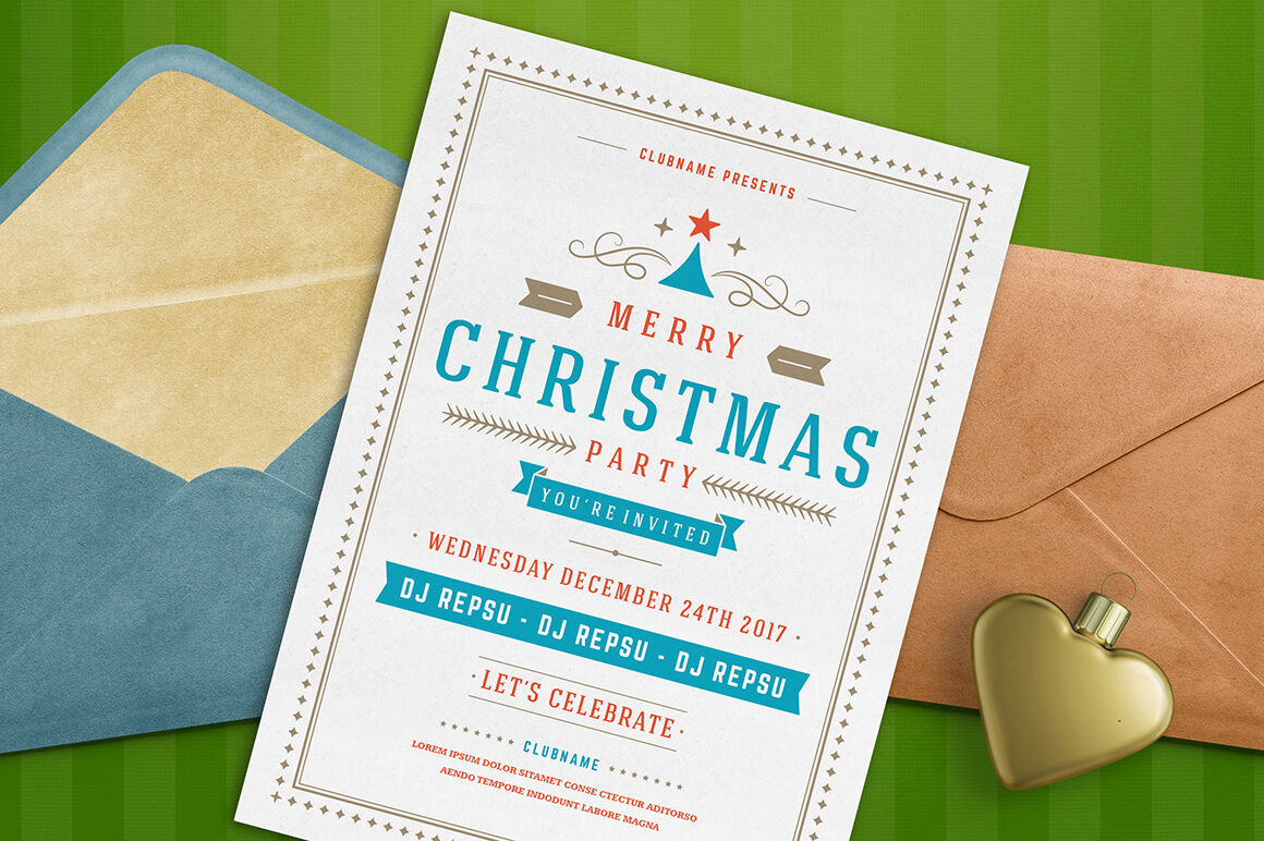 Christmas party invitation flyer By Vasya Kobelev | TheHungryJPEG