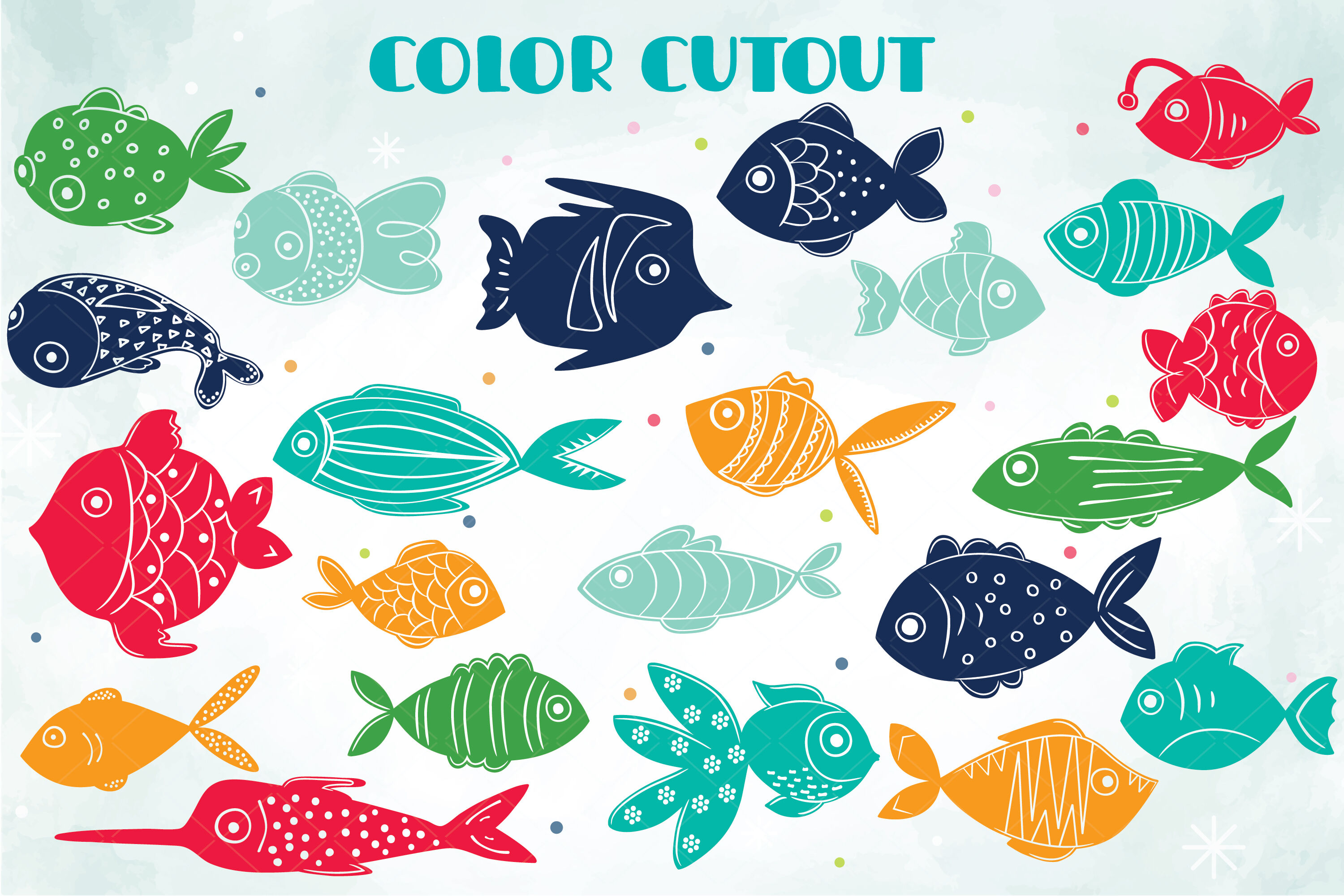 Cute Colorful Fish Clipart Clip Art Digital Scrapbooking
