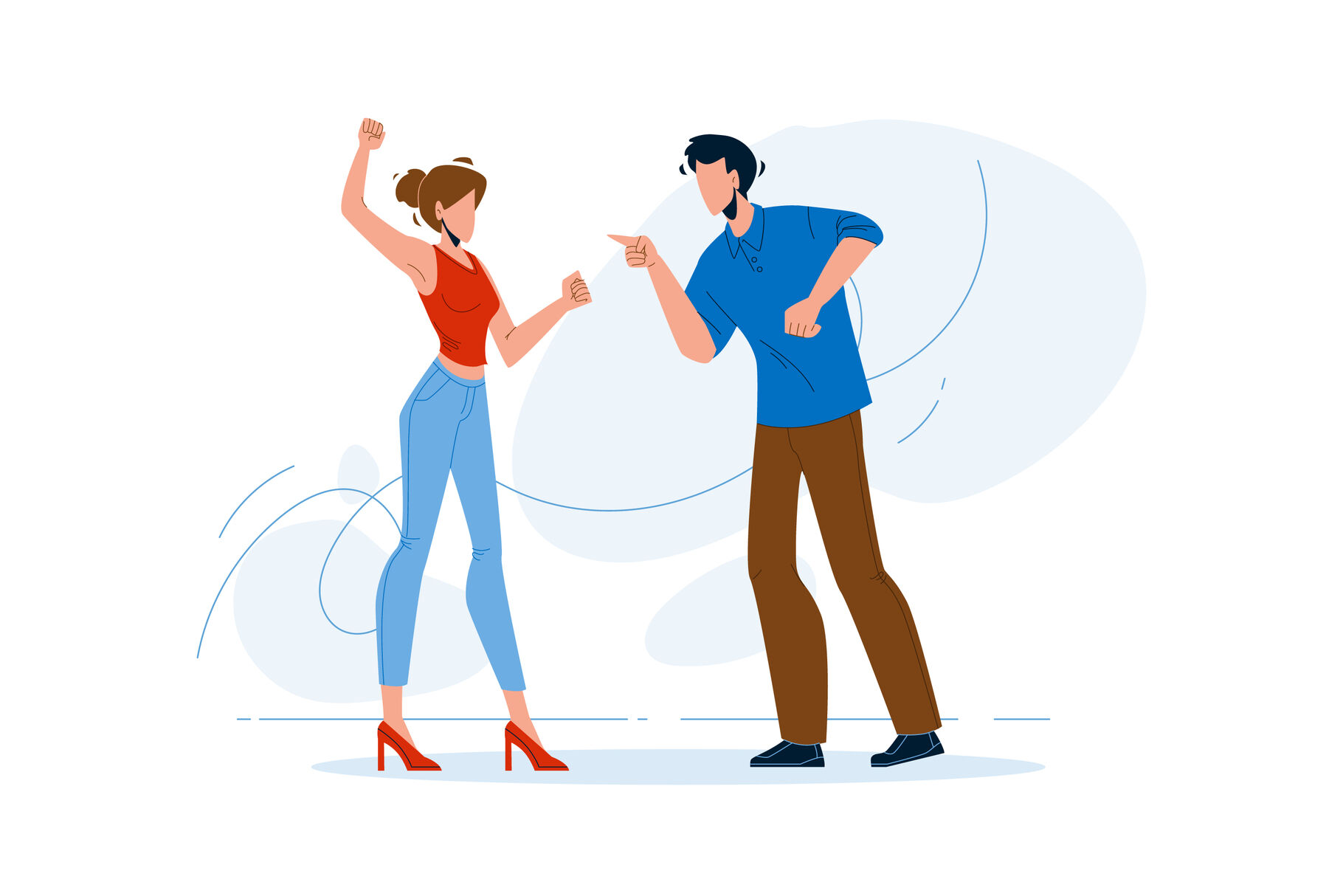 Man And Girl Couple Yelling At Each Other Vector By Sevector 
