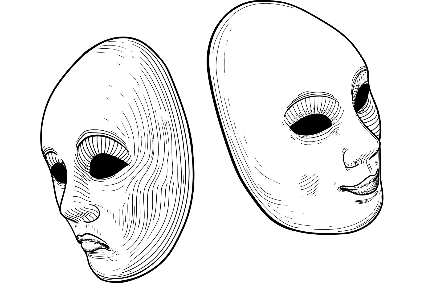 theater masks drawings