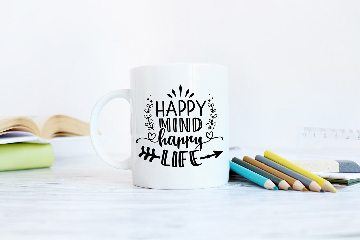 Download Happy Mind Happy Life, Inspirational Quotes SVG DXF EPS ...