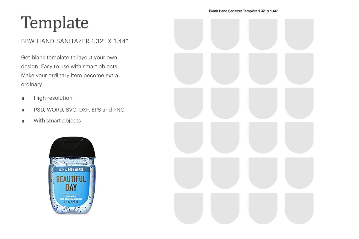 BBW Hand Sanitizer Blank Label  Silhouette Studio  Cricut Regarding Hand Sanitizer Label Template