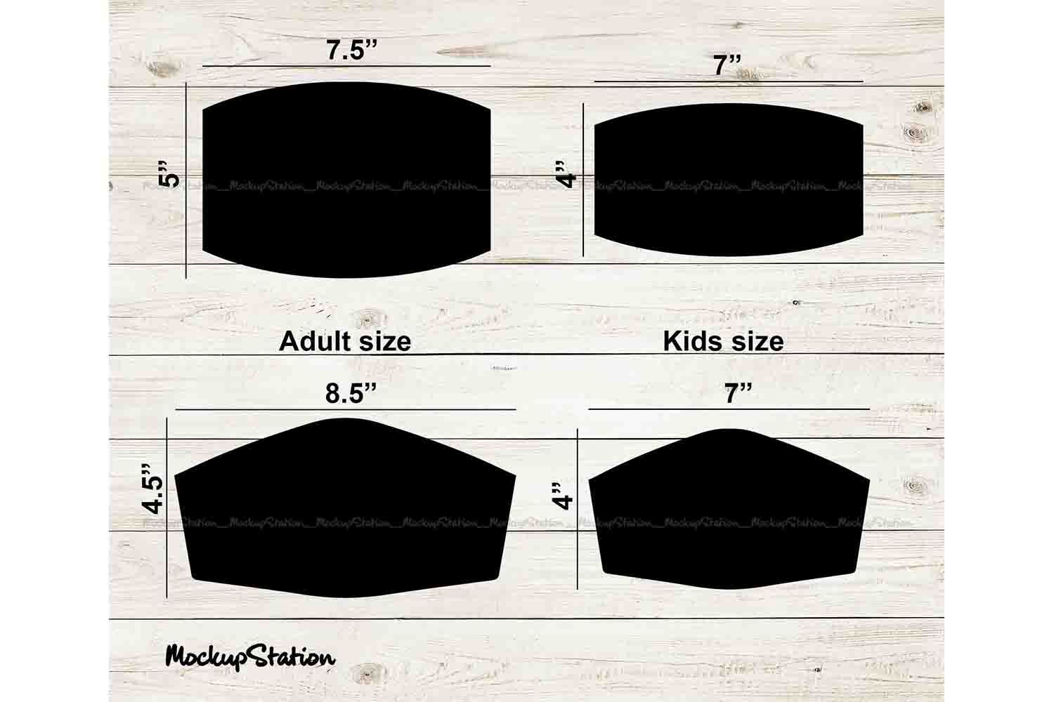 Download Face Mask Template SVG, 4 Shapes Sublimation PNG By MockupStation | TheHungryJPEG.com