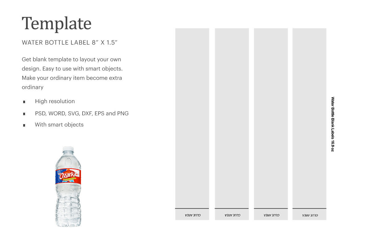 Water Bottle 21.21oz Label Template By ariodsgn  TheHungryJPEG.com For Mineral Water Label Template