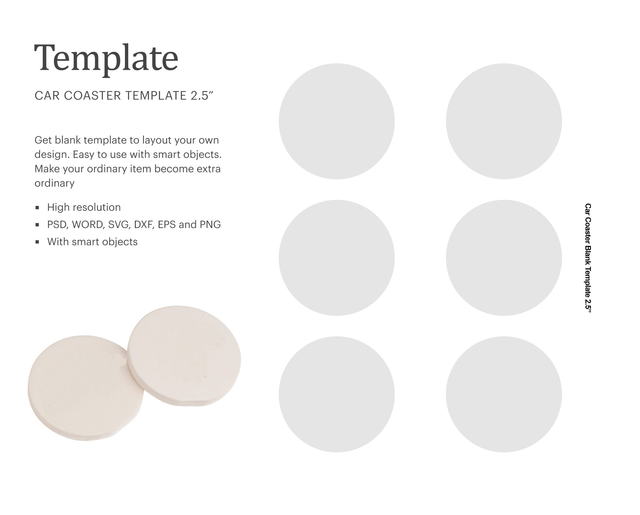 Car Coaster Blank Template 2.5Compatible With Silhouette Studio