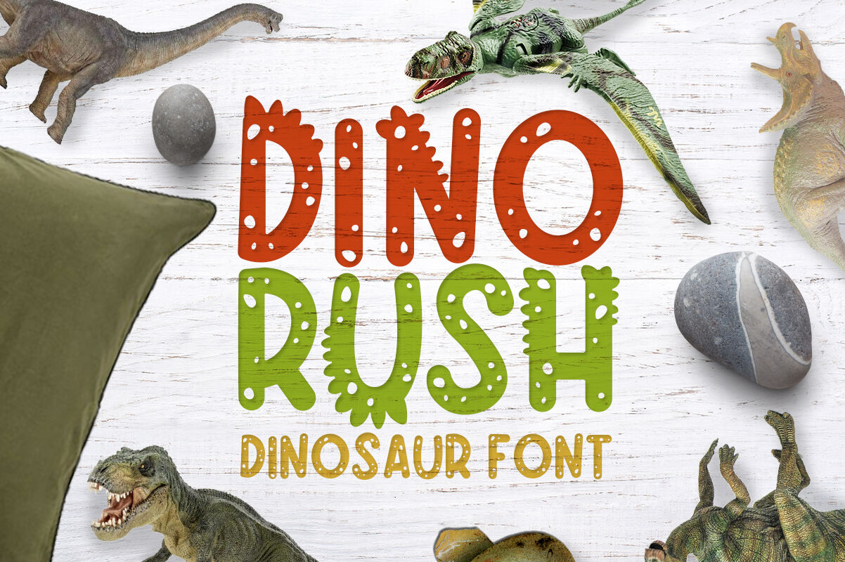 Dino rush - Dinosaur font By arausidp | TheHungryJPEG.com