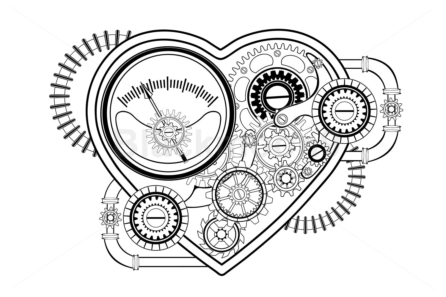 Contour Mechanical Heart Steampunk By blackmoon9 | TheHungryJPEG