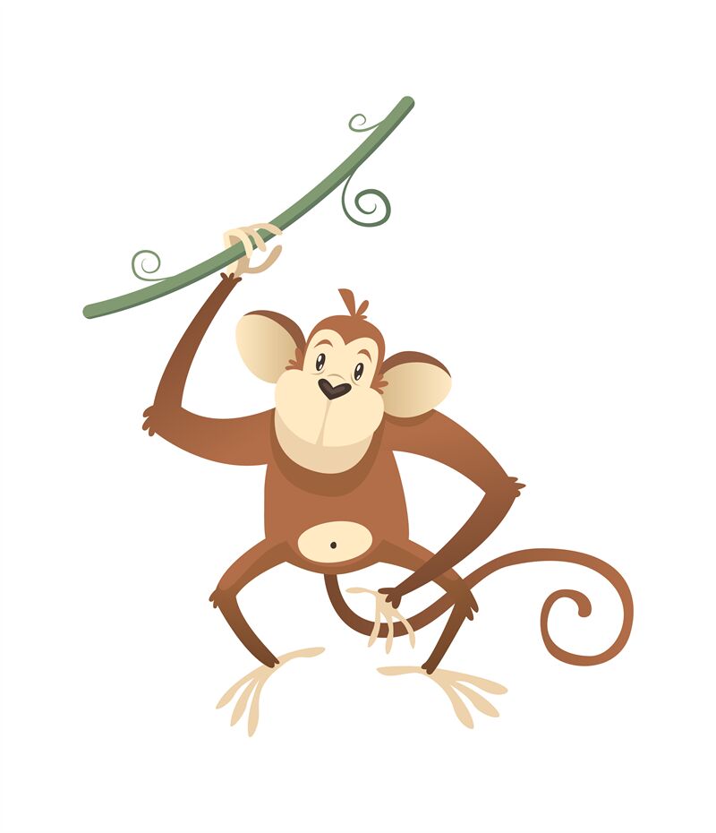 Jungle wild monkey. Colorful safari, circus or zoo cartoon animal ape, By  YummyBuum | TheHungryJPEG