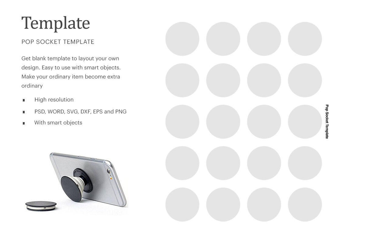Download Pop Socket Template | Compatible With Silhouette Studio By ariodsgn | TheHungryJPEG.com