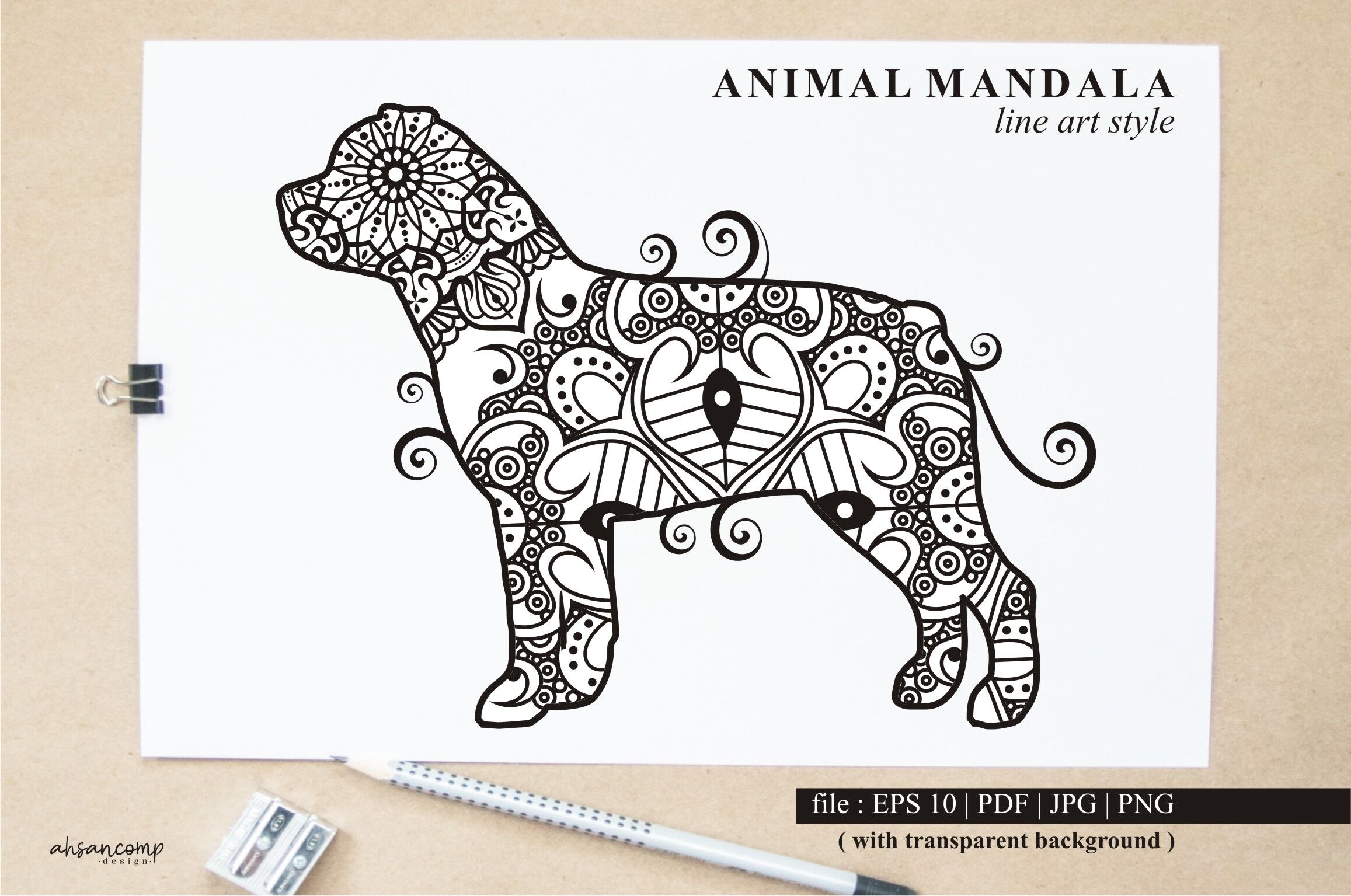 Download Dog Mandala Vector Line Art Style By Ahsancomp Studio ...