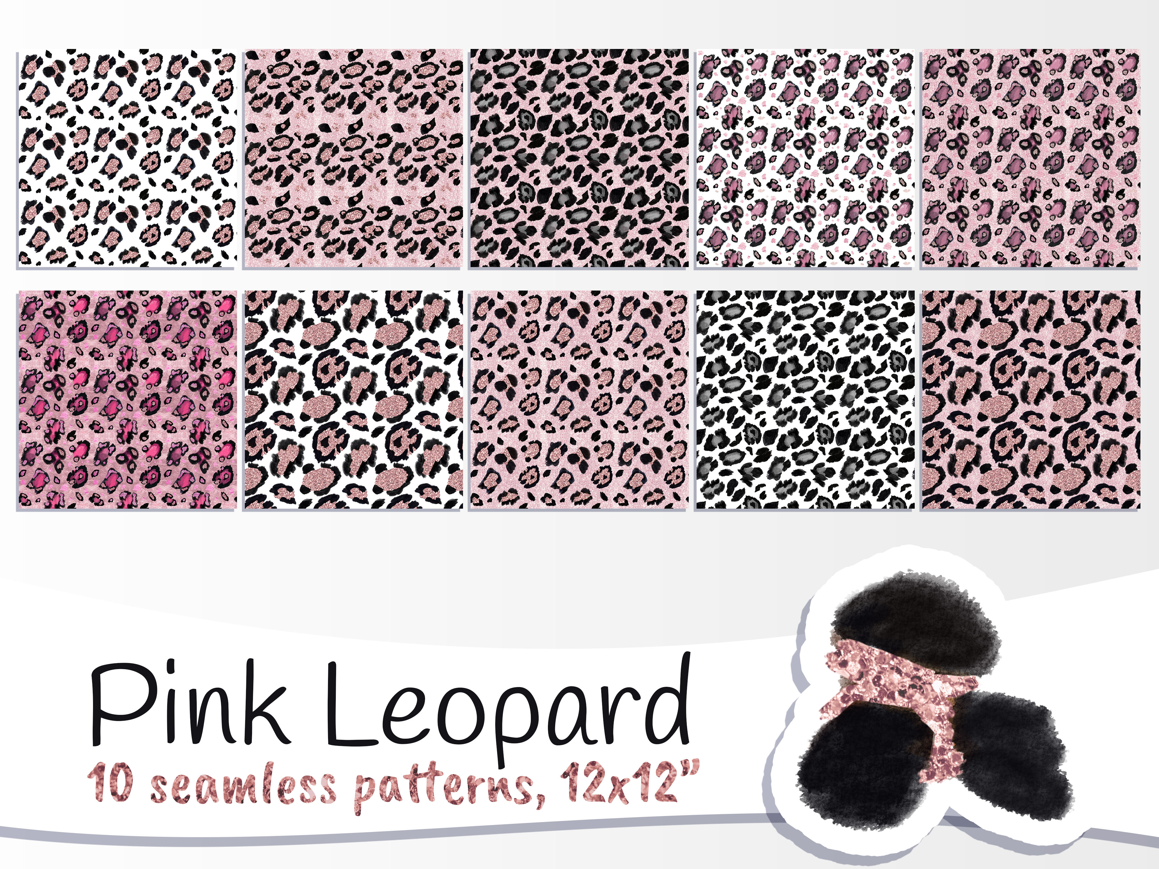 Pink Gold Glitter Leopard Print Seamless Digital Paper Background