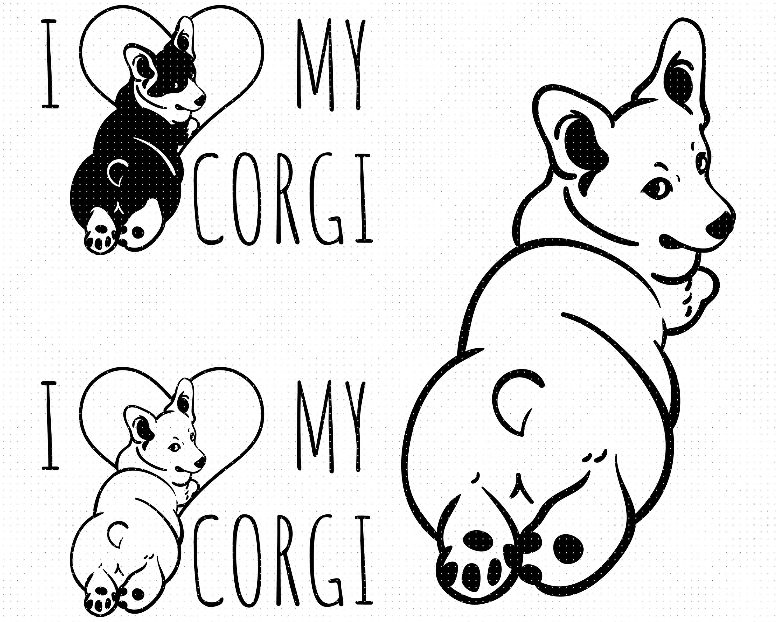 i love my corgi SVG, corgi butt PNG, DXF, clipart, EPS, vector By