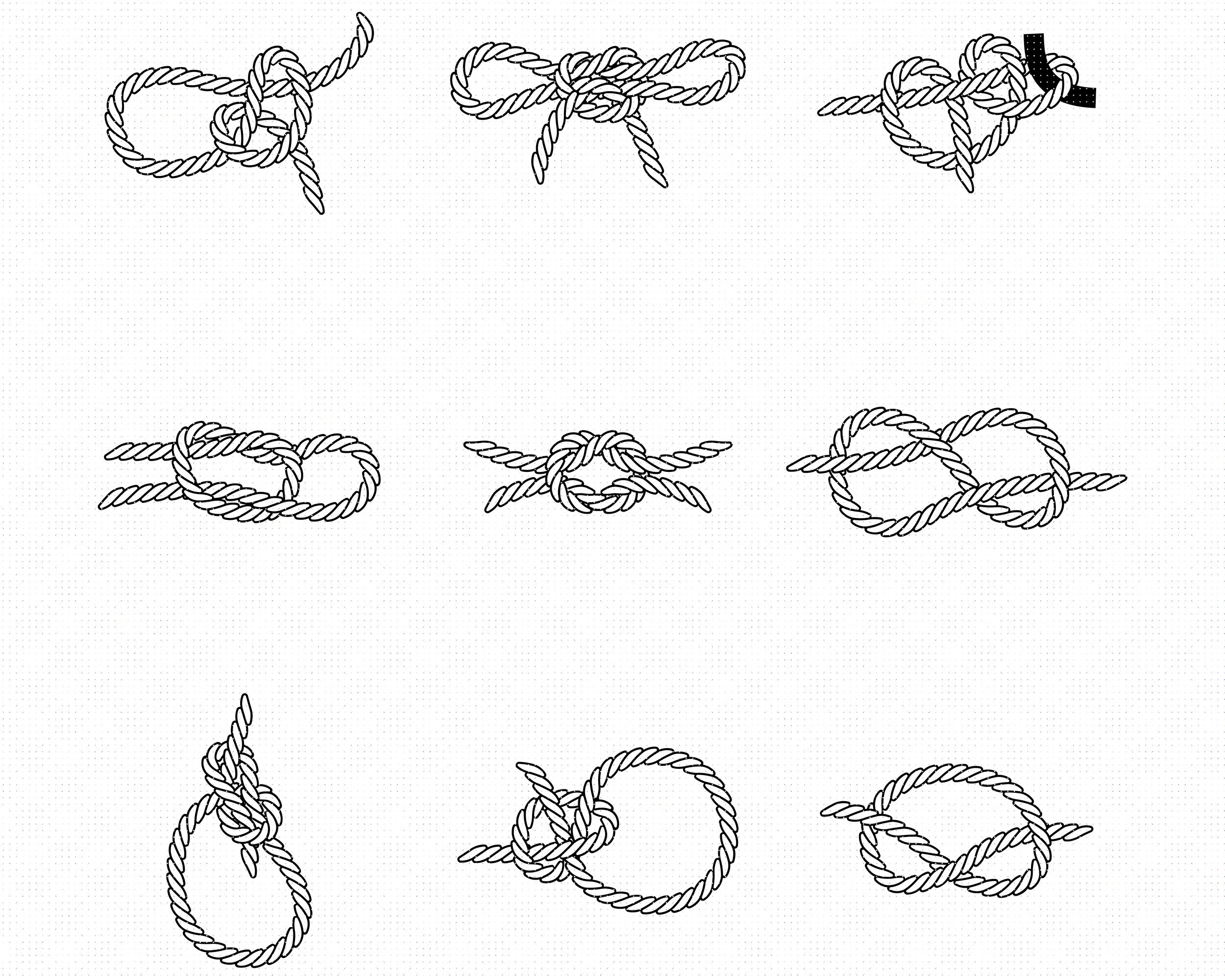 rope knots SVG, knot types PNG, DXF, clipart, EPS, vector By