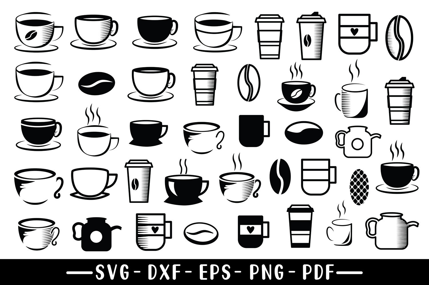 Download Coffee Svg Bundle Coffee Cup Coffee Pot Coffee Bean Svg By Craftlabsvg Thehungryjpeg Com
