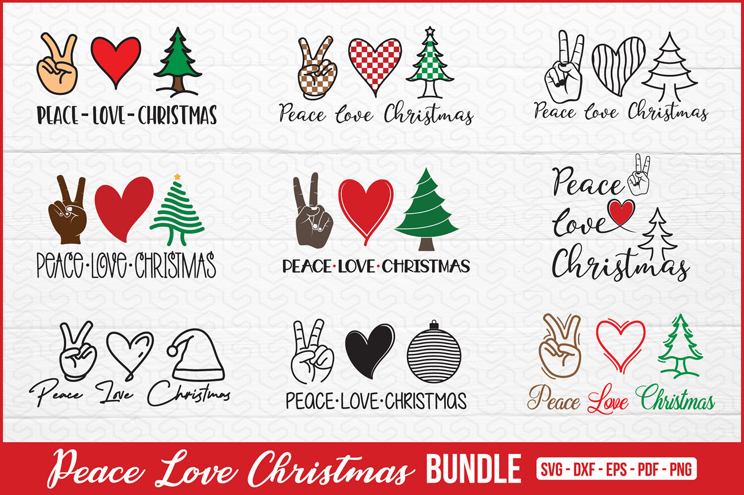 Download Peace Love Christmas Bundle, Christmas SVG Bundle By ...