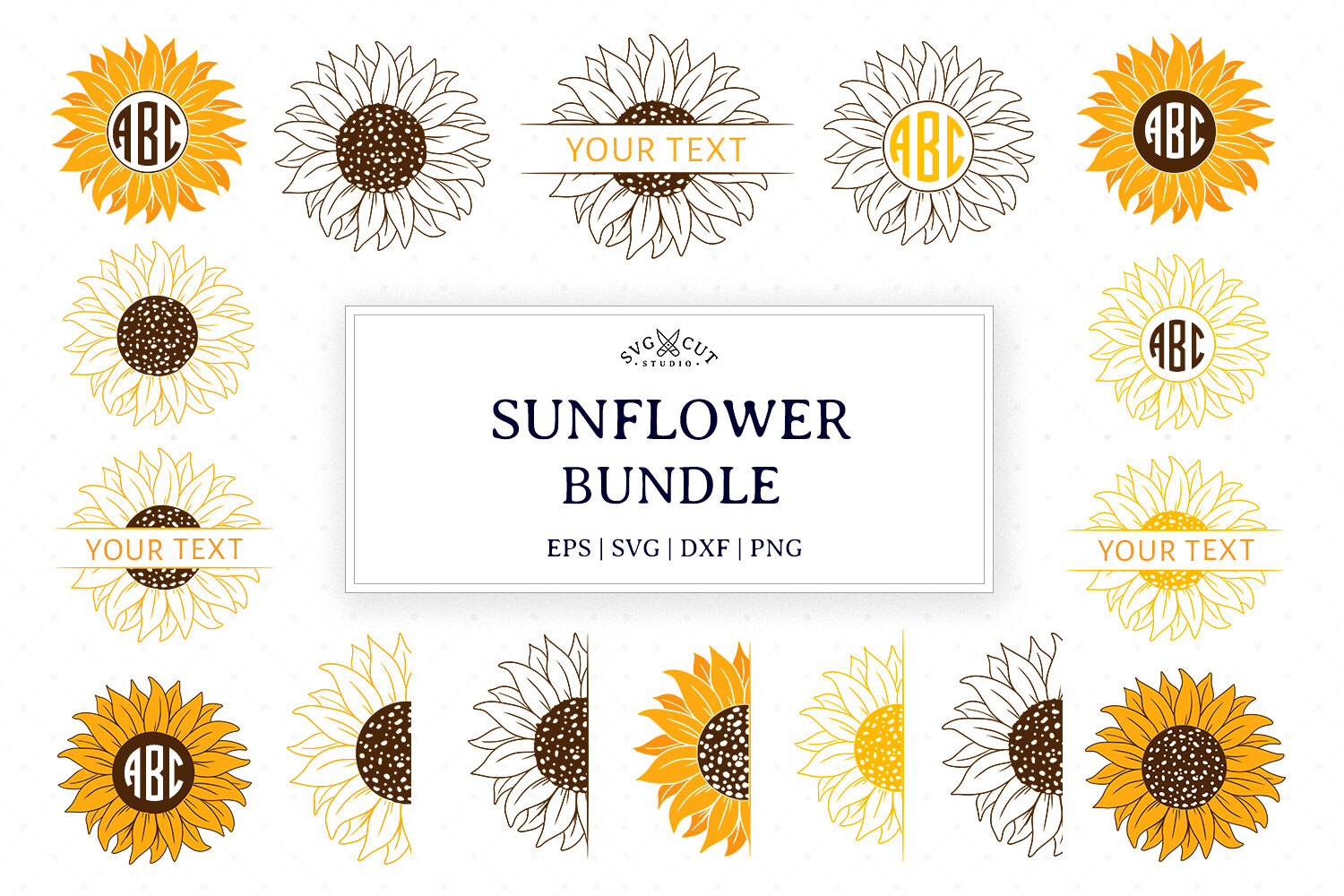 Download Sunflower Bundle SVG Cut Files By SVG Cut Studio | TheHungryJPEG.com