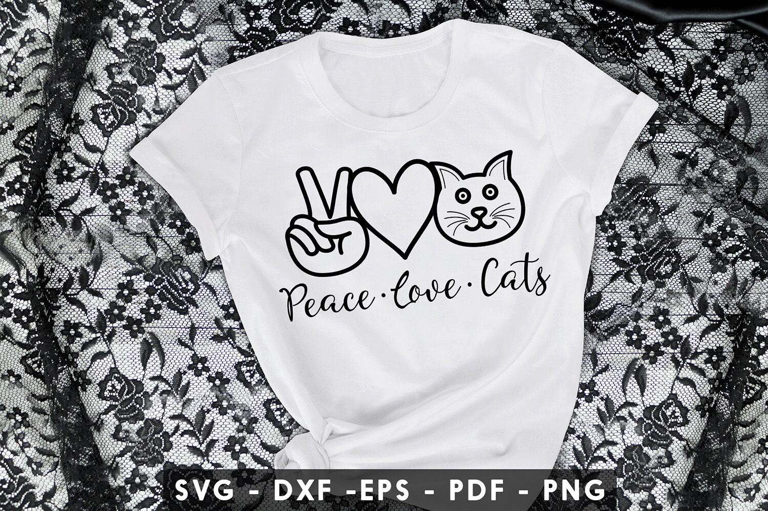 Download Peace Love Cats SVG, DXF, PDF, EPS, PNG By CraftLabSVG | TheHungryJPEG.com
