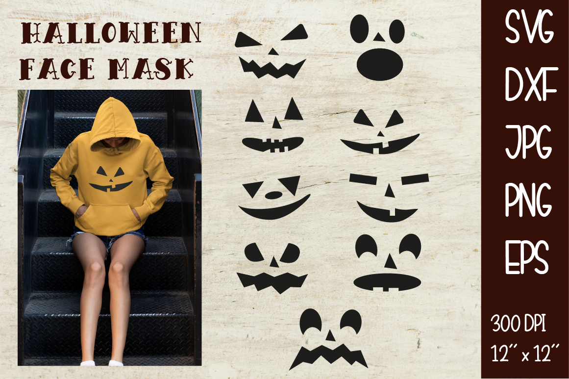 Download Halloween Face Mask Sublimation Cutting Svg Dxf Png Eps Jpg By Createya Design Thehungryjpeg Com