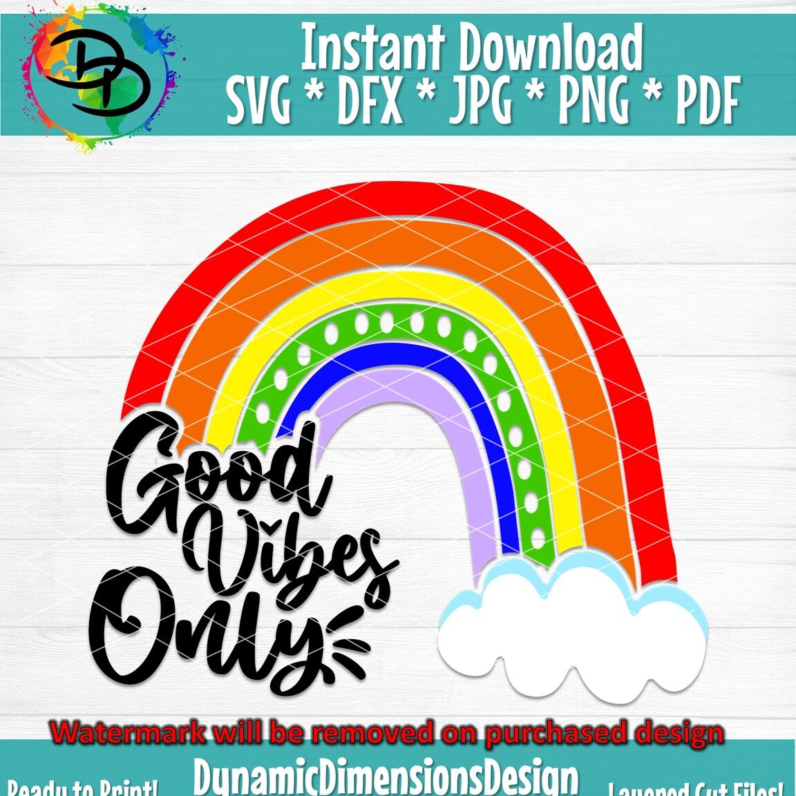 Good Vibes Only Svg, Rainbow, Good Vibes Svg, Good Vibes Quote svg, Go