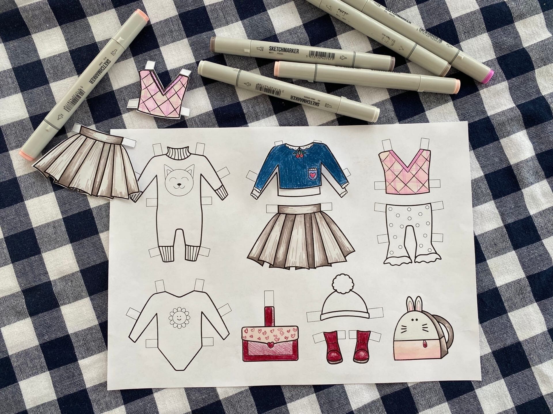 Retro girl outfit Design Template