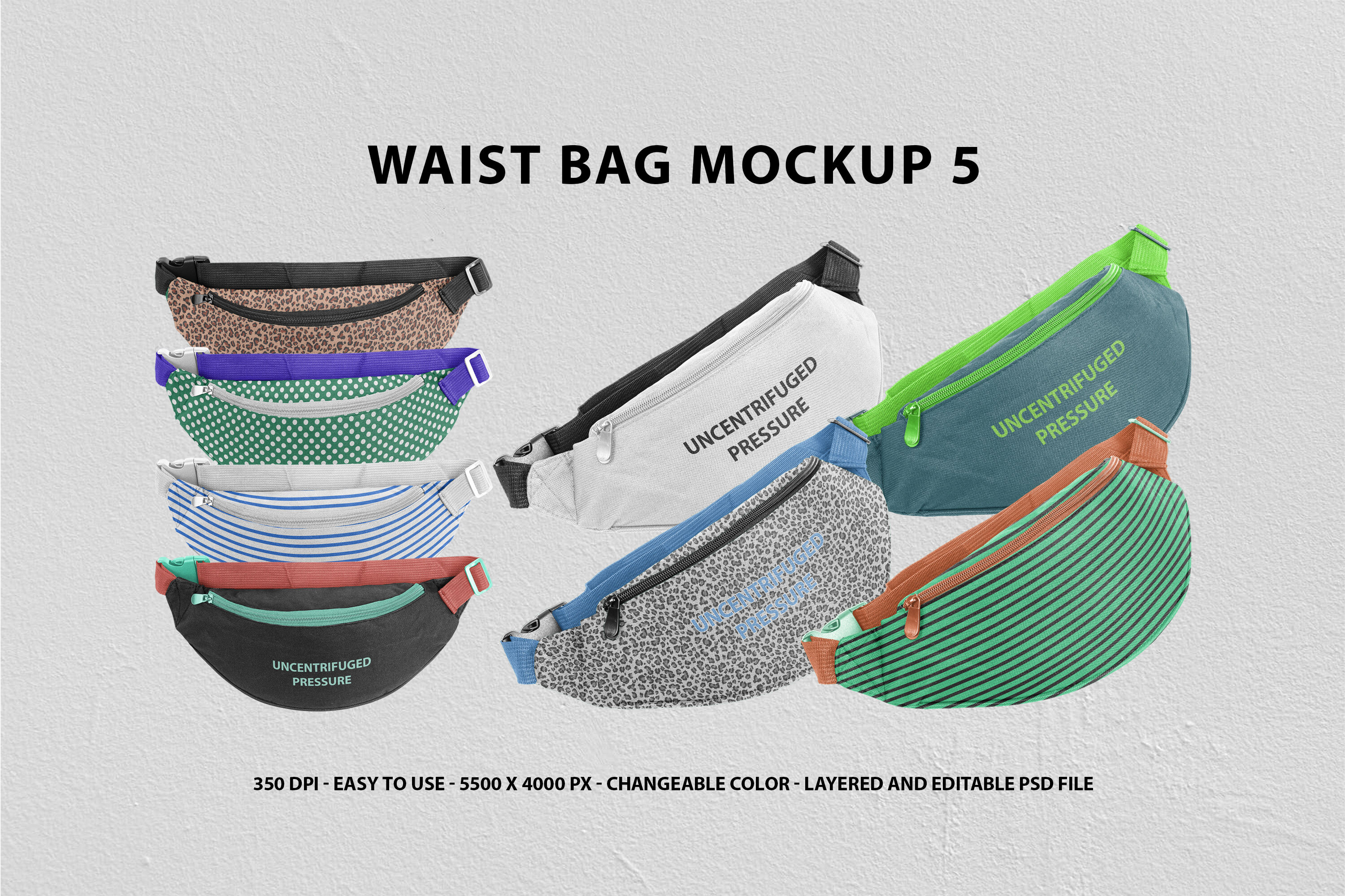 Editable Belt Bag Mockup PSD Template