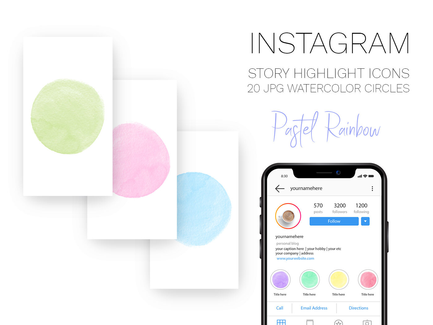 Instagram Story Highlight covers Pastel Rainbow palette By ...