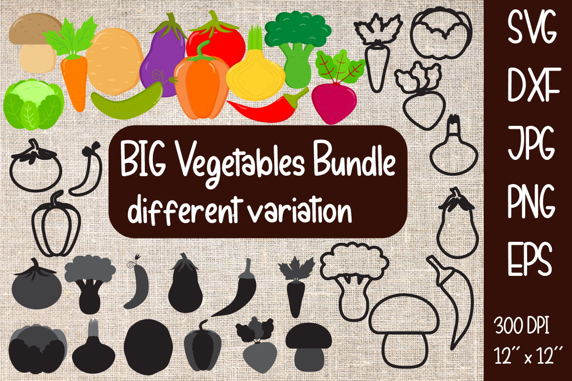 Download Vegetables Bundle Sublimation Or Cutting Svg Dxf Png Eps Jpg By Createya Design Thehungryjpeg Com